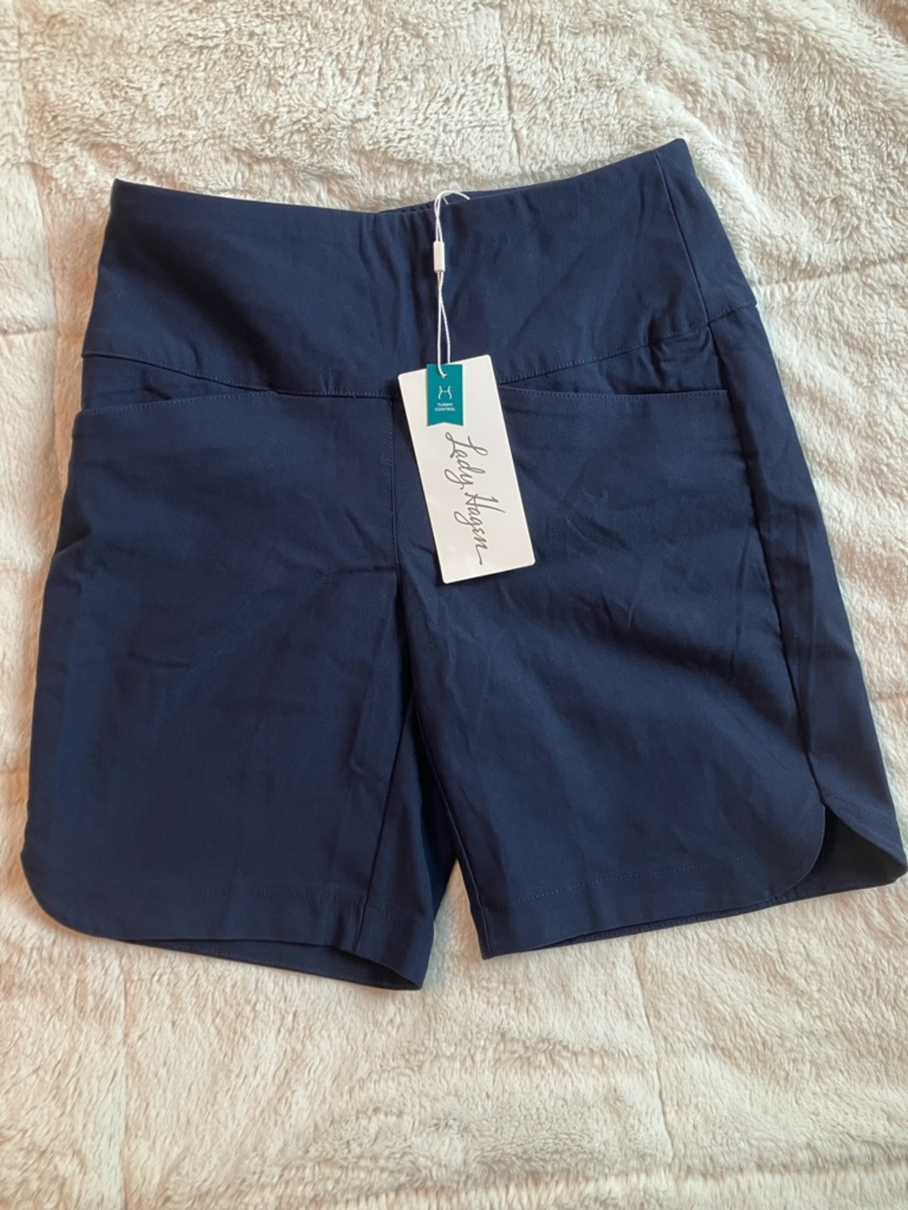 Lady Hagen Navy High-Rise Athletic Shorts